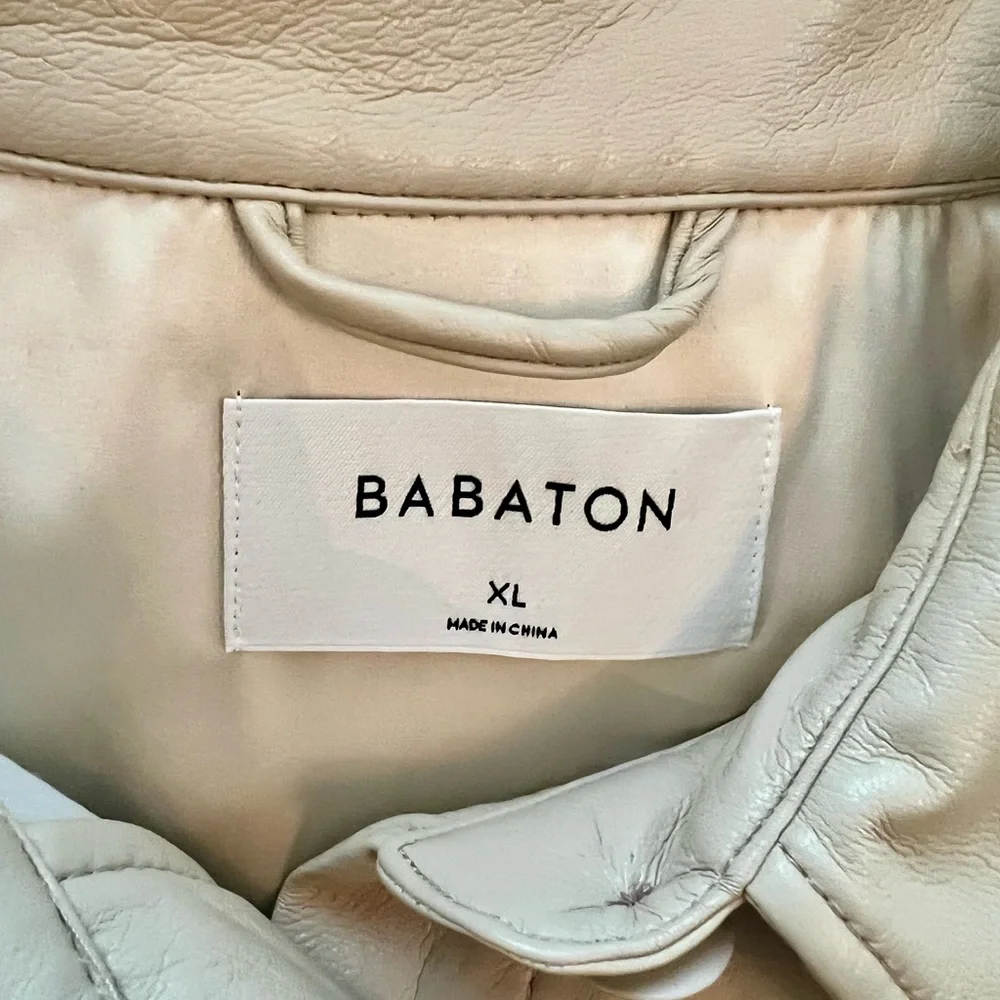 Aritzia Babaton PELLI Faux Leather Shacket NWT – Sand White XL